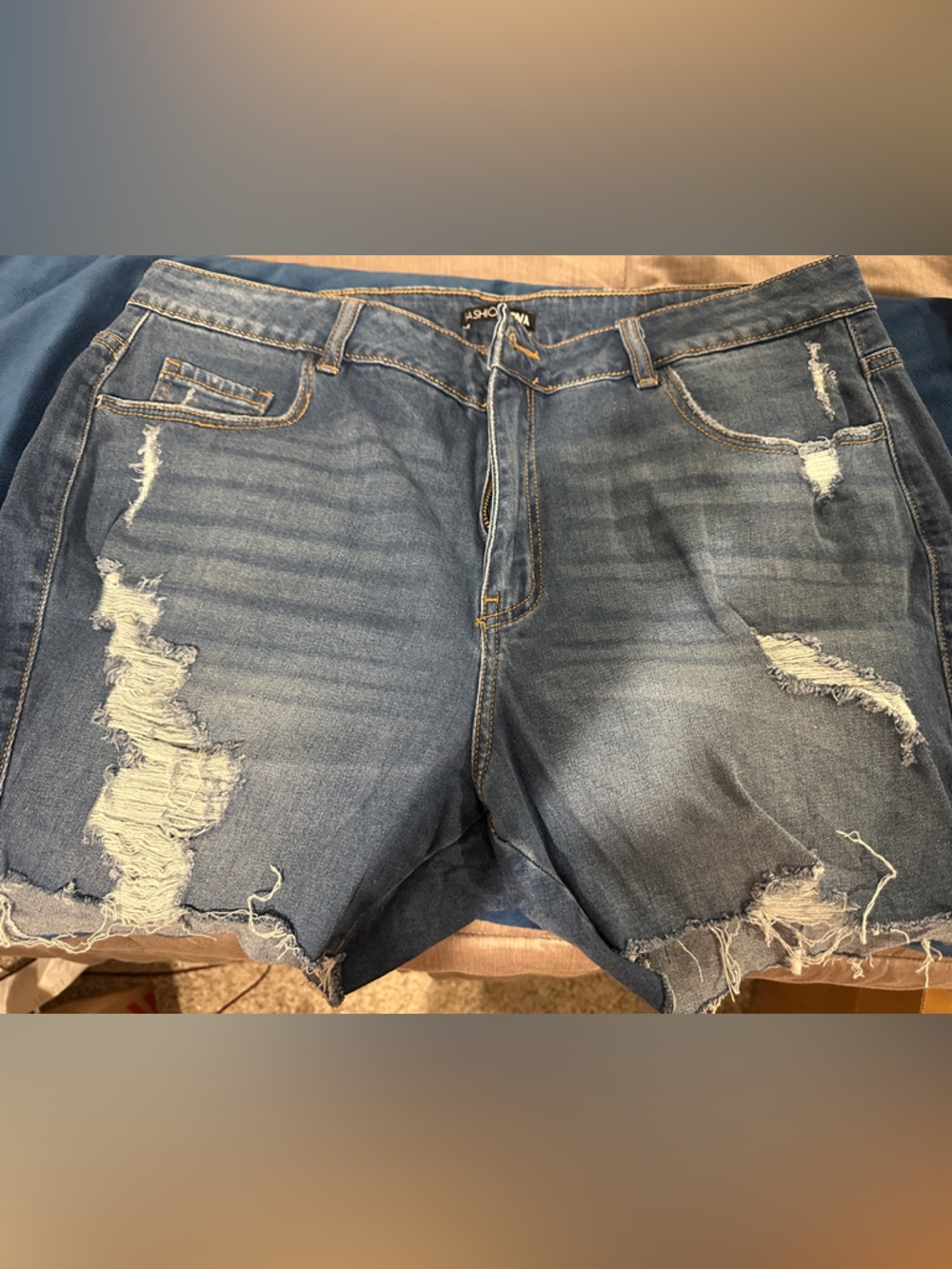 Fashion Nova Distressed Blue Jean Shorts